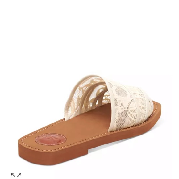 Chloe Woody Square Toe Lace Logo Slide Sandals - Picture 5 of 7